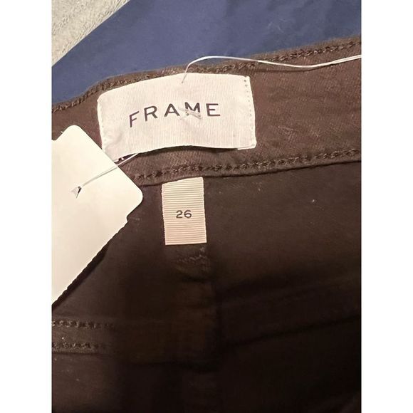NWT FRAME Chocolate Brown Coated Jeans Denim Pants Size 26 - Picture 13 of 16
